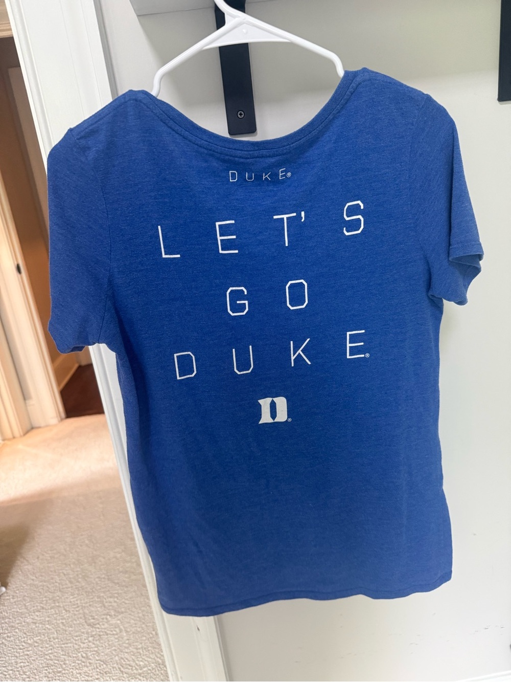 Nike Blue Duke V-Neck Tee with White Duke Logo - Picture 3 of 3